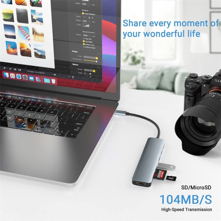 Station d'accueil HUB adaptateur USB-C / Type-C 7 en 1, 7 en 1