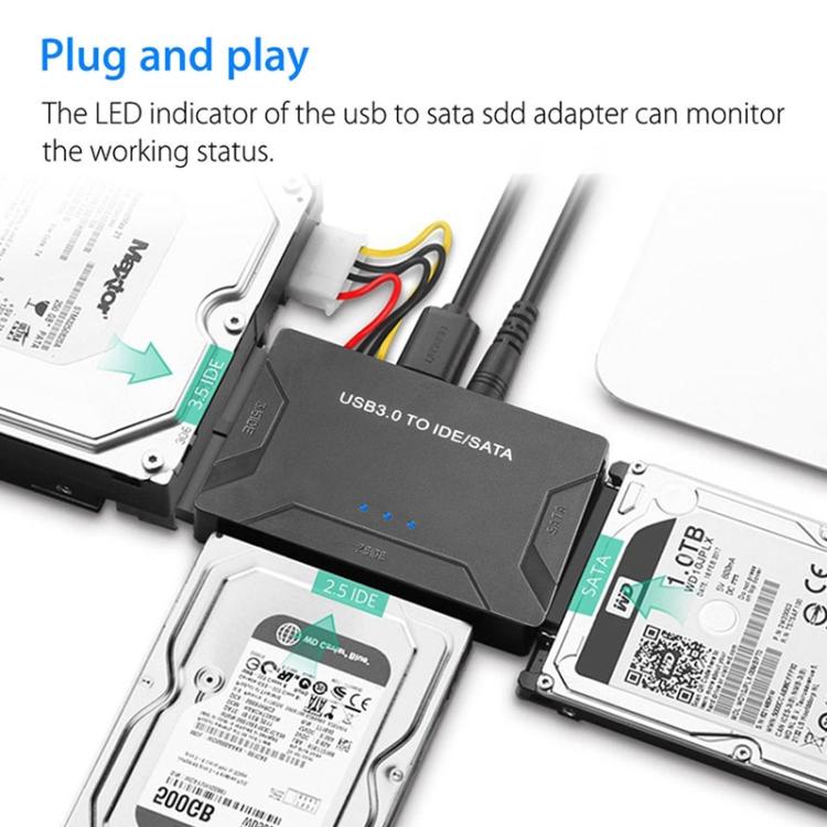 Adaptateur SATA / IDE vers USB 3.0 câble convertisseur pour disque dur 2,5 / 3,5 pouces, prise US, PC2404, PC2404AU, PC2404EU, PC2404UK