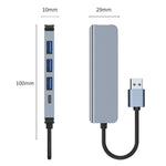 Adaptateur HUB 5 en 1 USB vers USB 3.0 + USB 2.0 x3 + USB-C / Type-C, longueur du câble : 10 cm, BYL-2301U