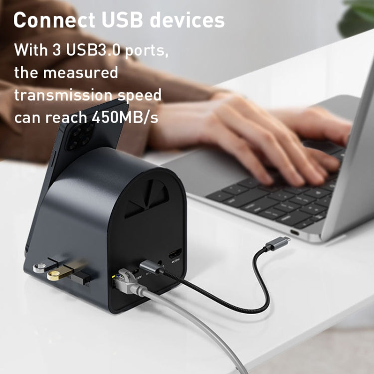 Adaptateur HUB BYL-2211 10 en 1 USB-C / Type-C, support chargeur téléphone, BYL-2211