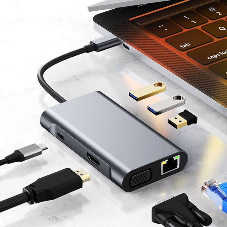 Adaptateur station d'accueil HUB BYL-2111U3 7 en 1 USB-C / Type-C vers USB, BYL-2111U3