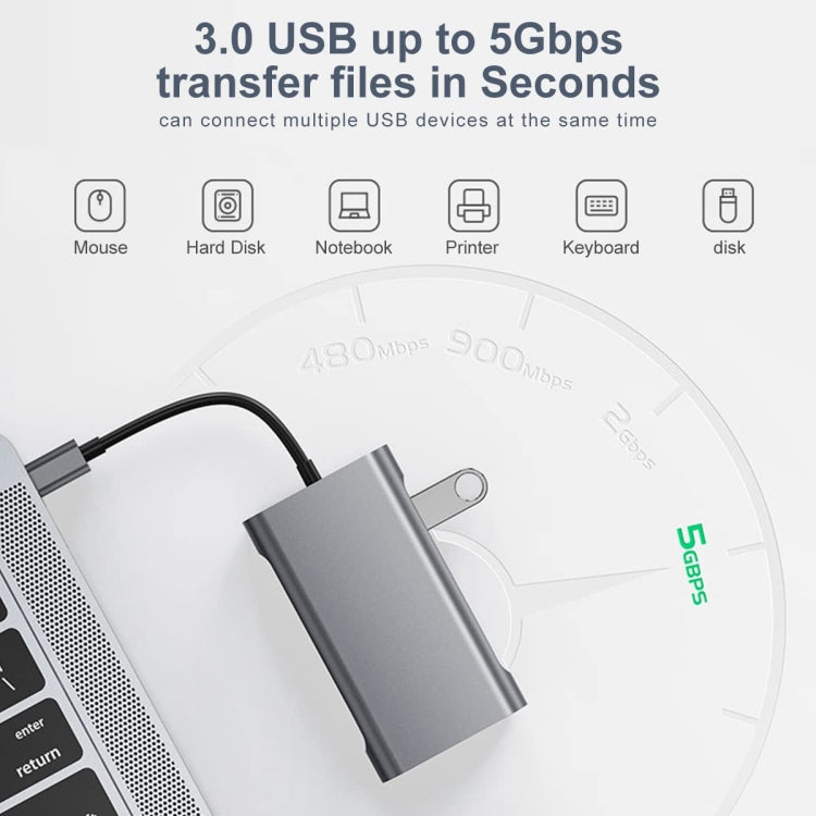 Adaptateur station d'accueil HUB BYL-2111U3 7 en 1 USB-C / Type-C vers USB, BYL-2111U3
