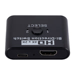 Commutateur HDMI bidirectionnel 2 entrées 1 sortie vidéo HD 4K, SL