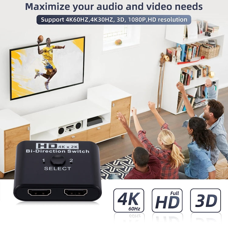 Commutateur HDMI bidirectionnel 2 entrées 1 sortie vidéo HD 4K, SL