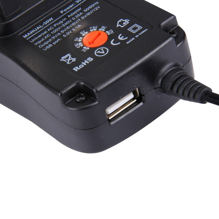 Adaptateur secteur mural universel 30W avec prise UK et port USB 5V 2.1A, embouts : 8 pièces, longueur du câble : environ 1,2m, prise UK