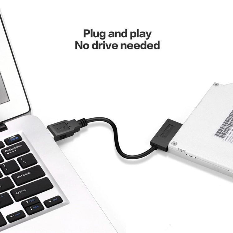 Adaptateur câble SATA Slimline USB 3.0 vers 7+6 broches avec indicateur, USB 3.0