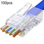 100 pcs / paquet connecteur Cat5e RJ45 non blindé pass-through, or : 3u, Cat5e non blindé pass-through