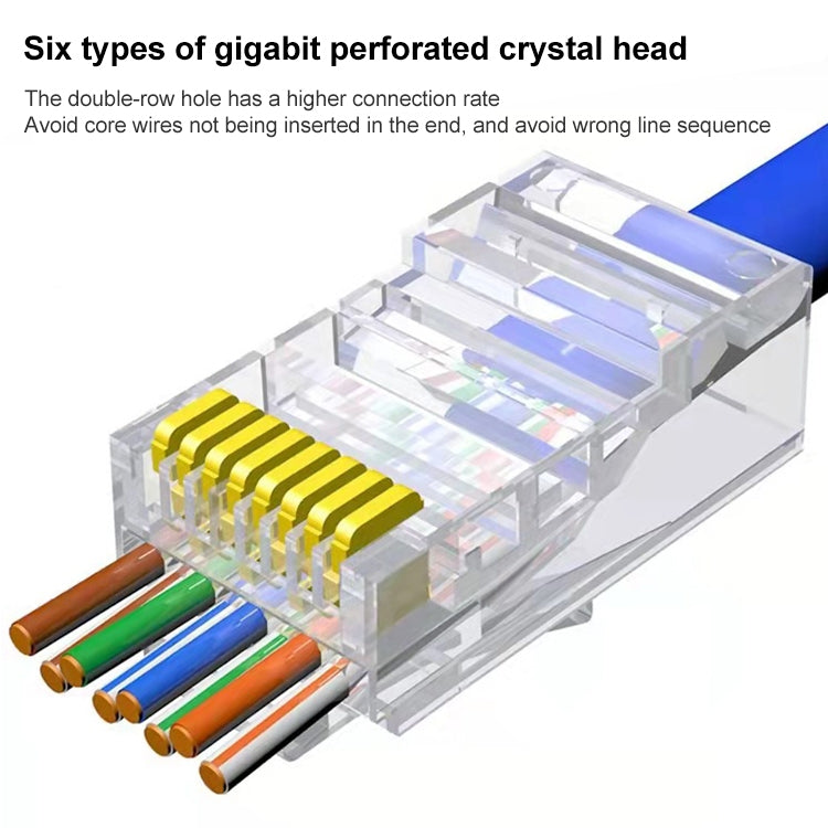 100 pcs / paquet connecteur Cat5e RJ45 non blindé pass-through, or : 3u, Cat5e non blindé pass-through