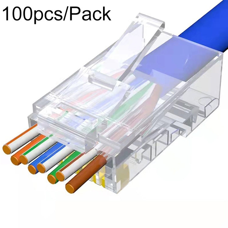 100 pcs / paquet connecteur modulaire RJ45 Cat6e non blindé pass-through, Cat6e non blindé pass-through