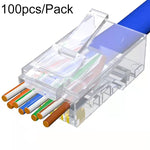 100 pcs / paquet connecteur modulaire RJ45 Cat6e non blindé pass-through, Cat6e non blindé pass-through