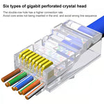 100 pcs / paquet connecteur modulaire RJ45 Cat6e non blindé pass-through, Cat6e non blindé pass-through