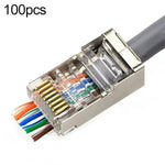 Connecteur modulaire RJ45 Cat5e blindé traversant, lot de 100, Cat5e blindé traversant
