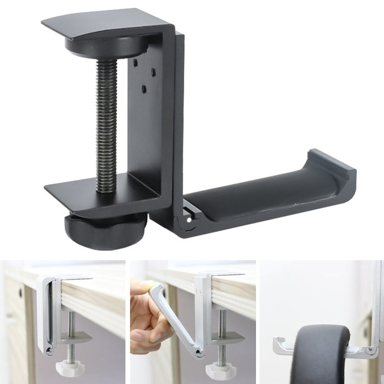 Support de casque pliable en métal de type pince de verrouillage de bureau, support de rangement de casque avec pince de verrouillage pour bureau