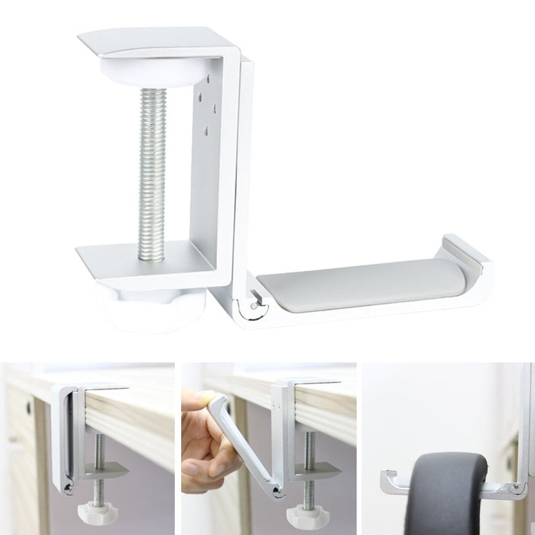 Support de casque pliable en métal de type pince de verrouillage de bureau, support de rangement de casque avec pince de verrouillage pour bureau