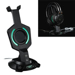 R-008-02 Support de casque lumineux intégré en forme de Méca avec deux ports USB et un interrupteur d'ordinateur