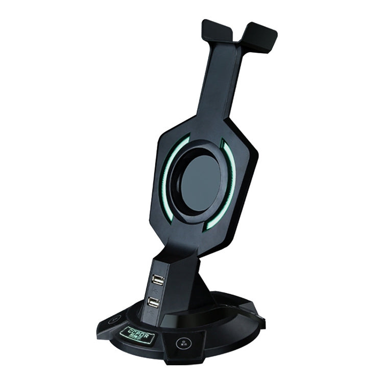 R-008-02 Support de casque lumineux intégré en forme de Méca avec deux ports USB et un interrupteur d'ordinateur