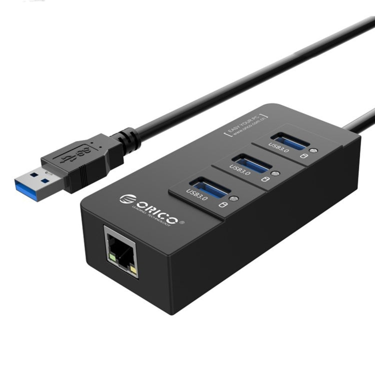 ORICO HR01-U3 Hub répartiteur USB3.0 à 3 ports en ABS avec carte réseau Ethernet Gigabit RJ45 externe 5 Gbps pour ordinateurs portables / bureau / ultrabook, etc.
