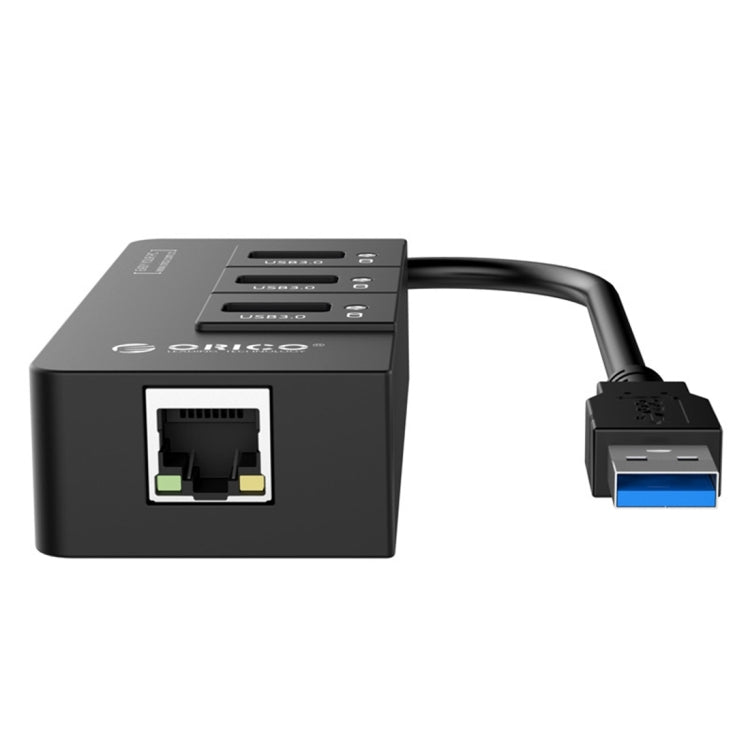 ORICO HR01-U3 Hub répartiteur USB3.0 à 3 ports en ABS avec carte réseau Ethernet Gigabit RJ45 externe 5 Gbps pour ordinateurs portables / bureau / ultrabook, etc.