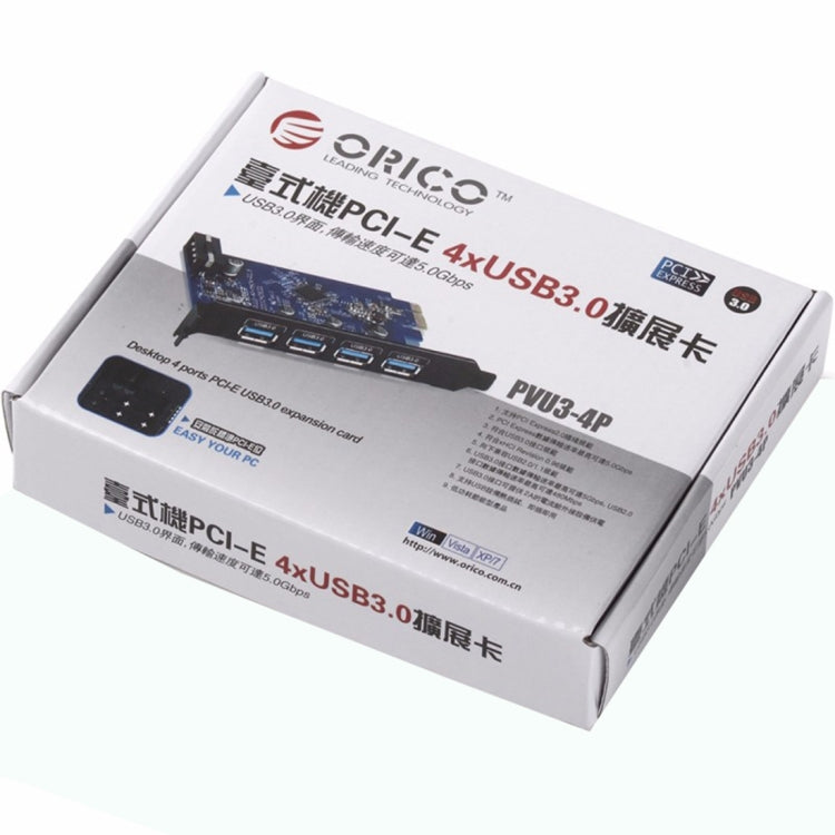 ORICO PVU3-4P Carte PCI Express USB3.0 à 4 ports pour bureau, 4 ports USB3.0