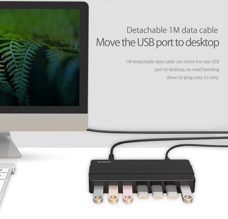 ORICO H7928-U3 Hub USB 3.0 de bureau à 7 ports en ABS avec câble de 1 m, USB 3.0
