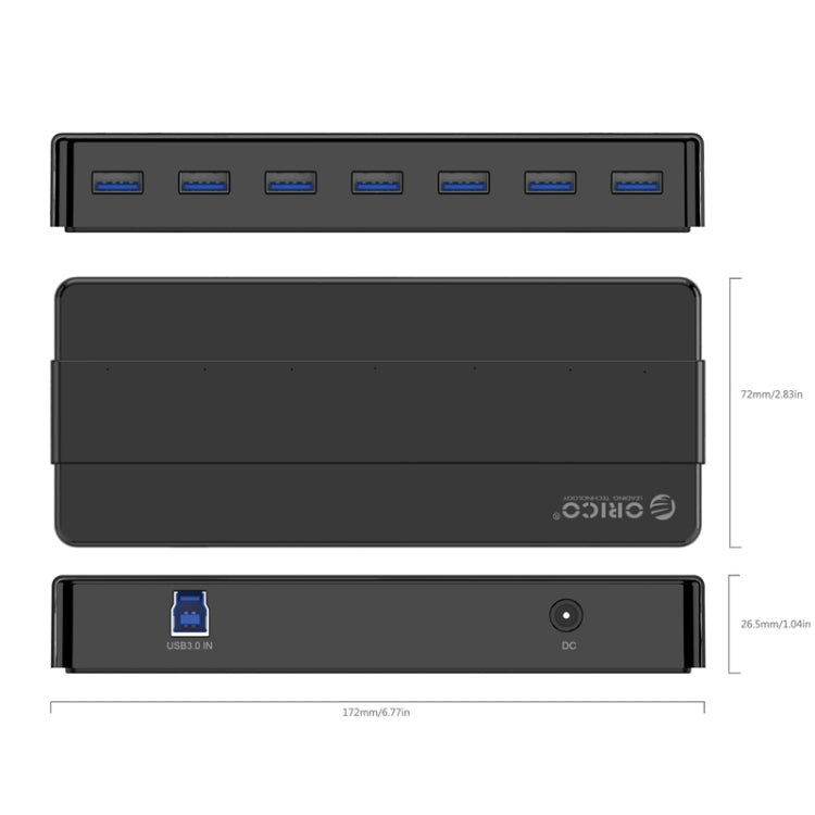 ORICO H7928-U3 Hub USB 3.0 de bureau à 7 ports en ABS avec câble de 1 m, USB 3.0