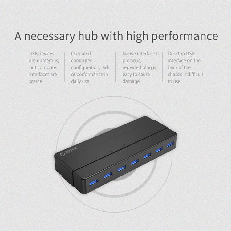 ORICO H7928-U3 Hub USB 3.0 de bureau à 7 ports en ABS avec câble de 1 m, USB 3.0