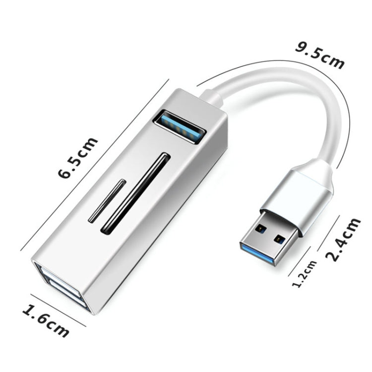 15101 Adaptateur hub USB3.0 5 en 1 vers 3 x USB + lecteur de carte SD / TF, USB3.0