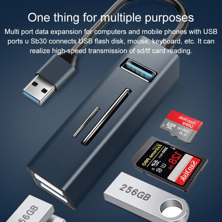 15101 Adaptateur hub USB3.0 5 en 1 vers 3 x USB + lecteur de carte SD / TF, USB3.0