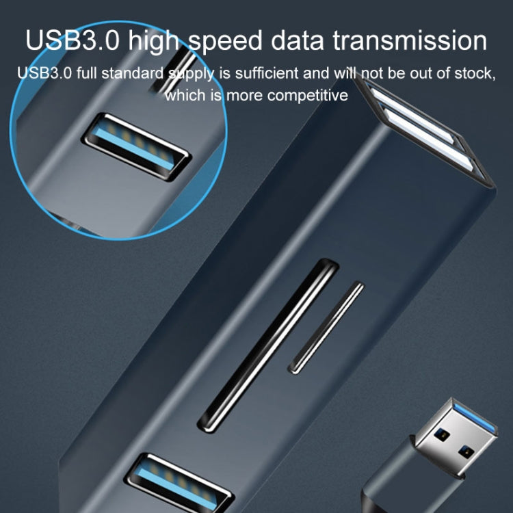 15101 Adaptateur hub USB3.0 5 en 1 vers 3 x USB + lecteur de carte SD / TF, USB3.0