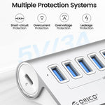 ORICO M3U7 Hub USB 3.2 Gen1 5Gbps en alliage d'aluminium à 7 ports avec câble de 1 m, M3U7 1m
