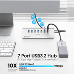 ORICO M3U7-G2 Hub USB 3.2 Gen2 10Gbps en alliage d'aluminium à 7 ports avec câble de 1 m, M3U7-G2 1m