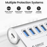 ORICO M3U7-G2 Hub USB 3.2 Gen2 10Gbps en alliage d'aluminium à 7 ports avec câble de 1 m, M3U7-G2 1m