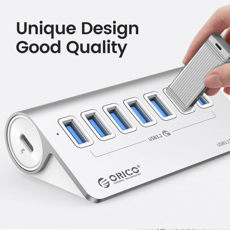 ORICO M3U7-G2 Hub USB 3.2 Gen2 10Gbps en alliage d'aluminium à 7 ports avec câble de 1 m, M3U7-G2 1m