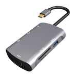 Station d'accueil multifonction V217E 7 en 1 Type C / USB-C vers PD + HDMI + VGA + USB3.0 + UB2.0 + SD / TF, Type-C / USB-C HUB, PD+HDMI+VGA+USB3.0+UB2.0+SD / TF