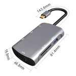 Station d'accueil multifonction V217E 7 en 1 Type C / USB-C vers PD + HDMI + VGA + USB3.0 + UB2.0 + SD / TF, Type-C / USB-C HUB, PD+HDMI+VGA+USB3.0+UB2.0+SD / TF