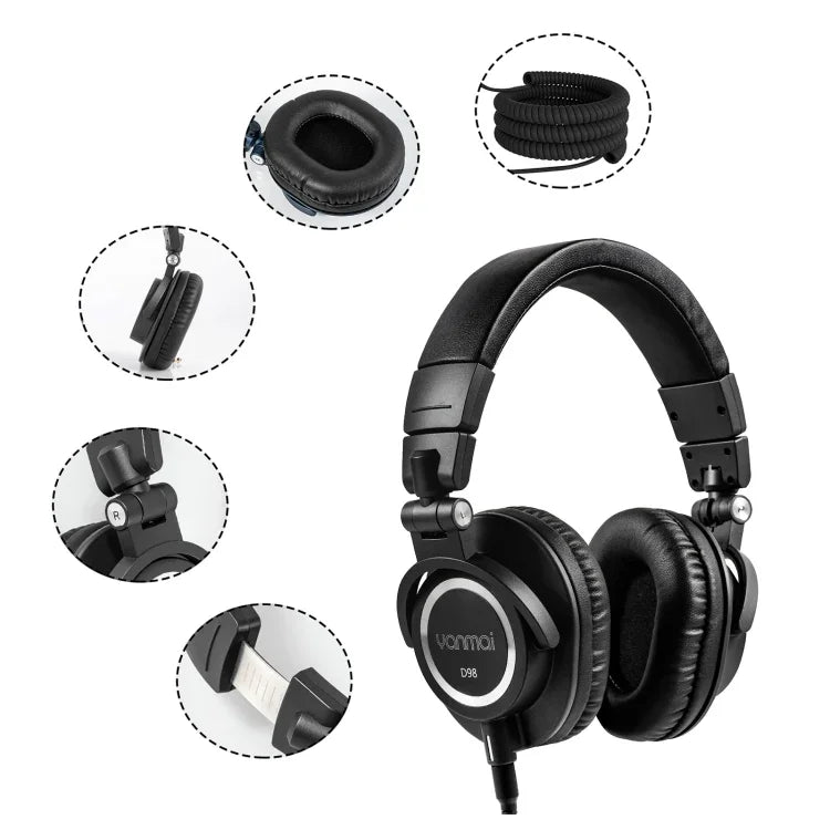 Casque d'écoute de monitoring d'enregistrement professionnel Yanmai D98, D98 (Noir), D98 (Gris Argent)