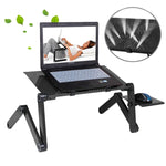 Support de bureau portable pliable en alliage d'aluminium réglable à 360 degrés avec tapis de souris pour ordinateur portable/notebook, sans ventilateurs CPU, avec tapis de souris, avec tapis de souris (M)
