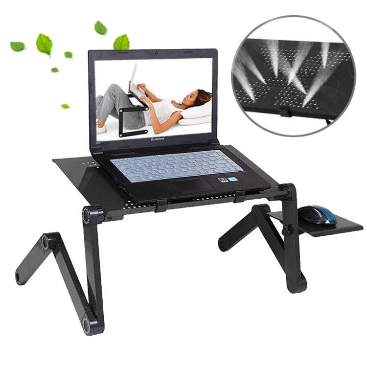 Support de bureau portable pliable en alliage d'aluminium réglable à 360 degrés avec tapis de souris pour ordinateur portable/notebook, sans ventilateurs CPU, avec tapis de souris, avec tapis de souris (M)