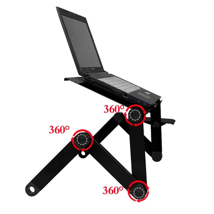 Support de bureau portable pliable en alliage d'aluminium réglable à 360 degrés avec tapis de souris pour ordinateur portable/notebook, sans ventilateurs CPU, avec tapis de souris, avec tapis de souris (M)