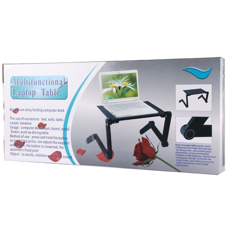 Support de bureau portable pliable en alliage d'aluminium réglable à 360 degrés avec tapis de souris pour ordinateur portable/notebook, sans ventilateurs CPU, avec tapis de souris, avec tapis de souris (M)