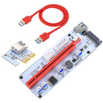 Carte adaptatrice d'extension PCI-E USB 3.0 PCI-E Express 1x vers 16x PCE164P-N06 VER008S, alimentation SATA 15 broches, alimentation 6 broches + 4 broches, câble USB 60 cm, VER008S rouge