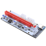 Carte adaptatrice d'extension PCI-E USB 3.0 PCI-E Express 1x vers 16x PCE164P-N06 VER008S, alimentation SATA 15 broches, alimentation 6 broches + 4 broches, câble USB 60 cm, VER008S rouge