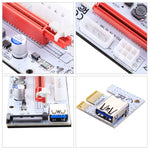 Carte adaptatrice d'extension PCI-E USB 3.0 PCI-E Express 1x vers 16x PCE164P-N06 VER008S, alimentation SATA 15 broches, alimentation 6 broches + 4 broches, câble USB 60 cm, VER008S rouge