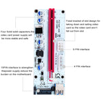 Carte adaptatrice d'extension PCI-E USB 3.0 PCI-E Express 1x vers 16x PCE164P-N06 VER008S, alimentation SATA 15 broches, alimentation 6 broches + 4 broches, câble USB 60 cm, VER008S rouge