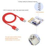 Carte adaptatrice d'extension PCI-E USB 3.0 PCI-E Express 1x vers 16x PCE164P-N06 VER008S, alimentation SATA 15 broches, alimentation 6 broches + 4 broches, câble USB 60 cm, VER008S rouge