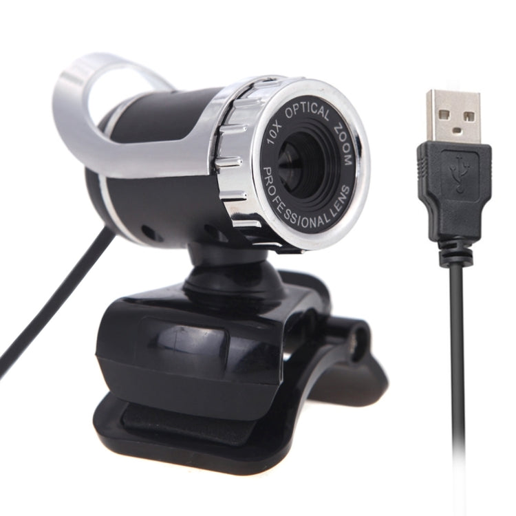 A859 Webcam HD 480 pixels 360 degrés USB 2.0 avec microphone à absorption acoustique pour ordinateur PC portable, longueur du câble : 1,4 m