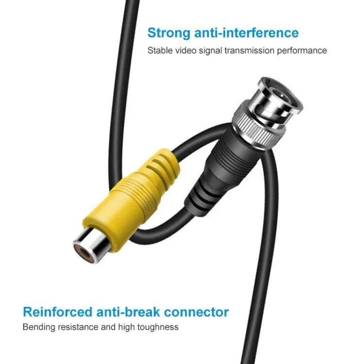 Câble de connexion BNC mâle vers RCA femelle en cuivre, câble coaxial vidéo HD, câble de surveillance, longueur : 1m