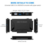 Câble adaptateur convertisseur USB 3.0 vers SATA / IDE pour disque dur 2,5 pouces / 3,5 pouces SATA IDE HDD, longueur du câble : 1 m, US160