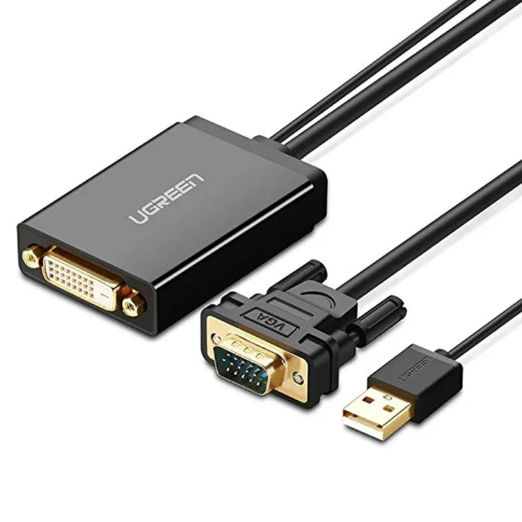Câble adaptateur UGREEN MM119 1080P Full HD VGA vers DVI (24+1) mâle vers femelle pour ordinateur, PC, ordinateur portable, téléviseur HD, projecteur, carte graphique DVD et autres appareils compatibles VGA/DVI, longueur du câble : 50 cm