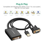 Câble adaptateur UGREEN MM119 1080P Full HD VGA vers DVI (24+1) mâle vers femelle pour ordinateur, PC, ordinateur portable, téléviseur HD, projecteur, carte graphique DVD et autres appareils compatibles VGA/DVI, longueur du câble : 50 cm